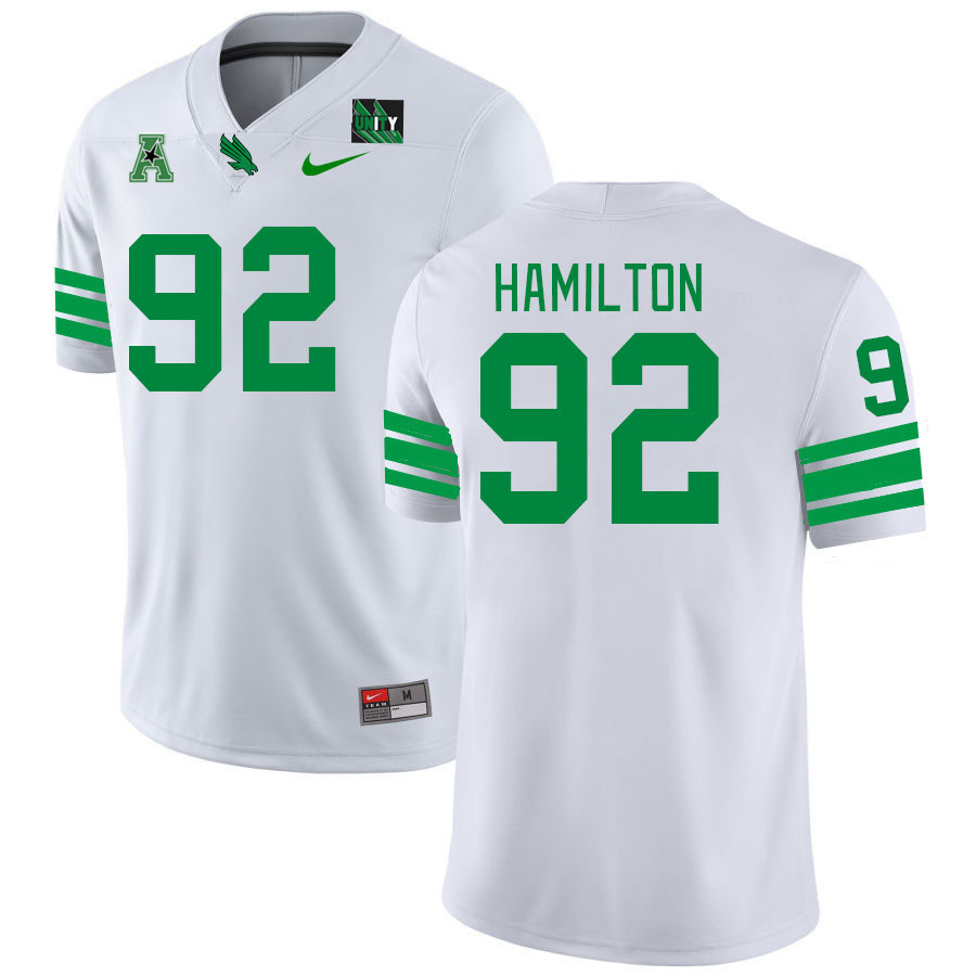 Men #92 K'Von Hamilton North Texas Mean Green 2023 College Football Jerseys Stitched-White